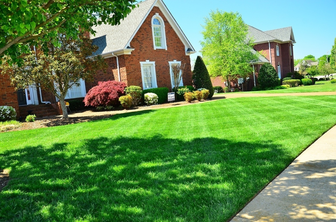 Lawn mowing with clean lines